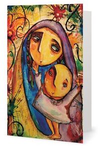 Greeting card. Mother and a Child. Art by Julia Kosivchuk
